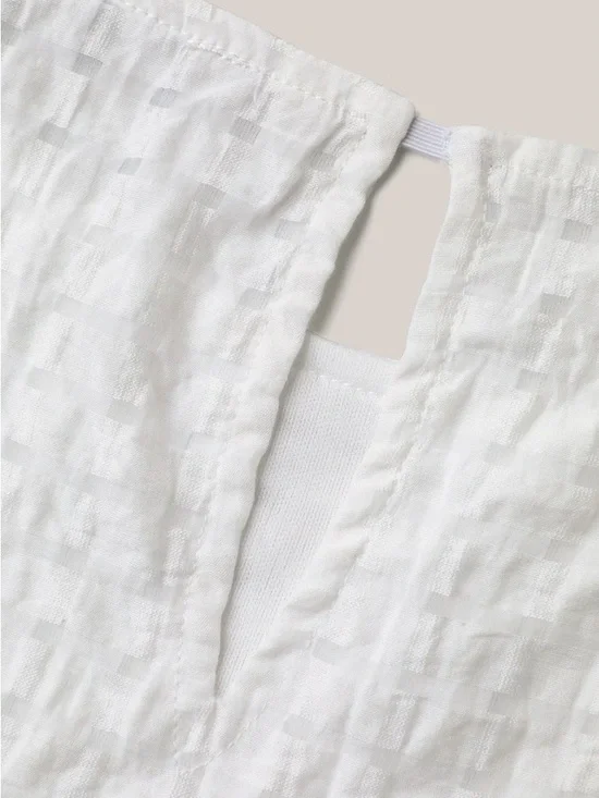 White Textured Flutter Sleeve Top - Picture 2 of 7